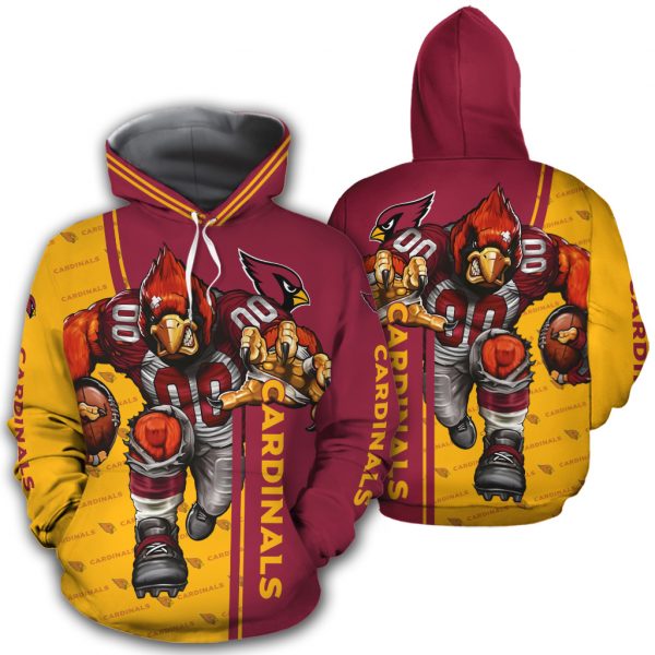 3D Nfl Printed Arizona Cardinals Hoodies Mascot Ultra Cool