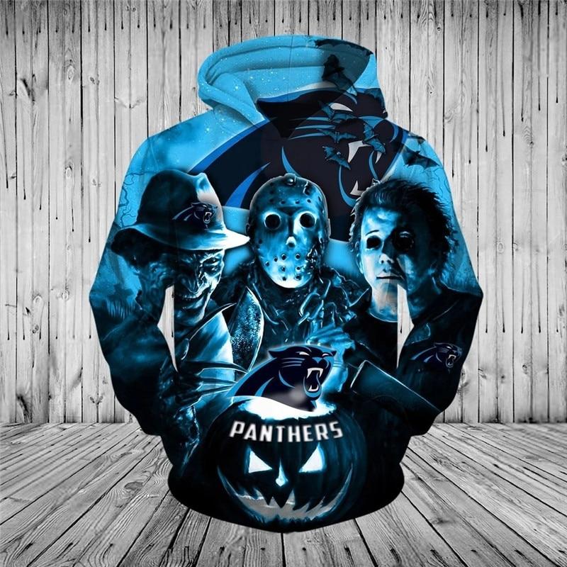 3D Nfl Printed Carolina Panthers Hoodies Halloween Horror Night Sweatshirt Pullover