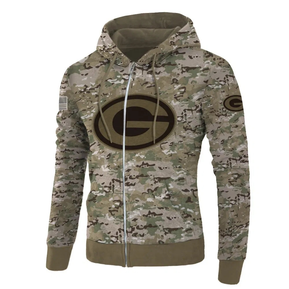 3D Nfl Printed Green Bay Packers Camo Hoodie Printed