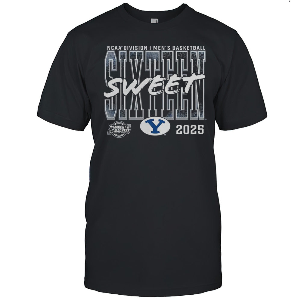 BYU Cougars 2025 NCAA Division I Mens Basketball Tournament March Madness Sweet Sixteen Logos T shirt
