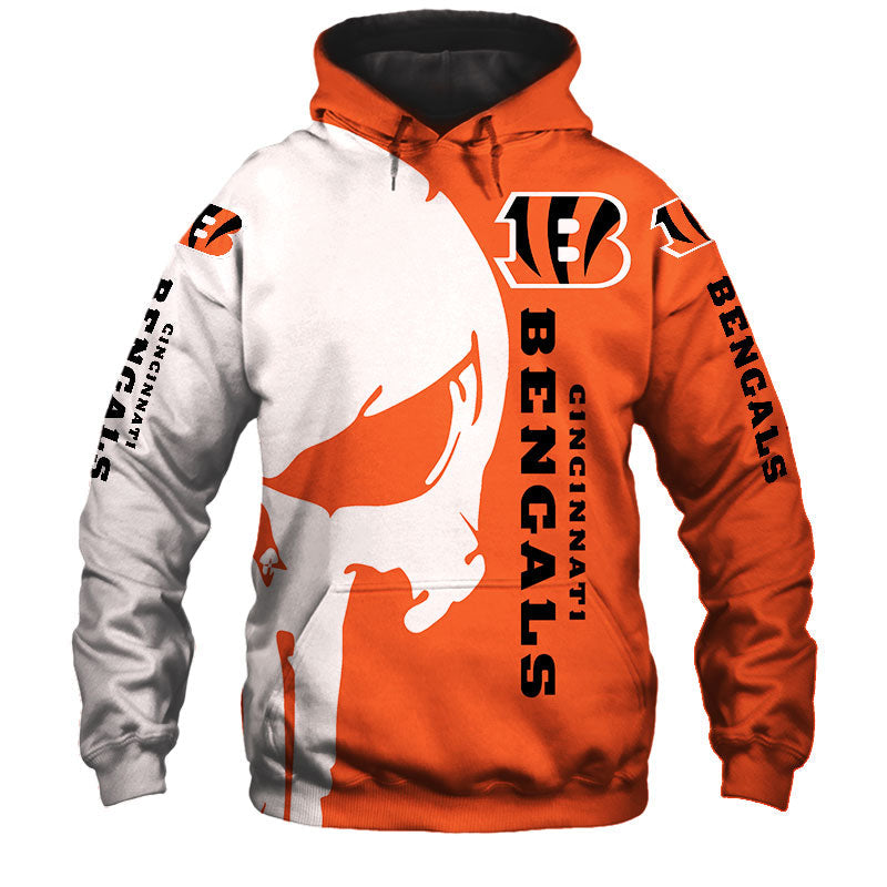 Cincinnati Bengals Hoodie Skull Printed For Men