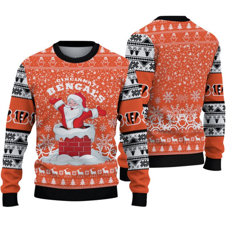 Cincinnati Bengals Sweatshirt Christmas Funny Santa Claus Nfl Printed