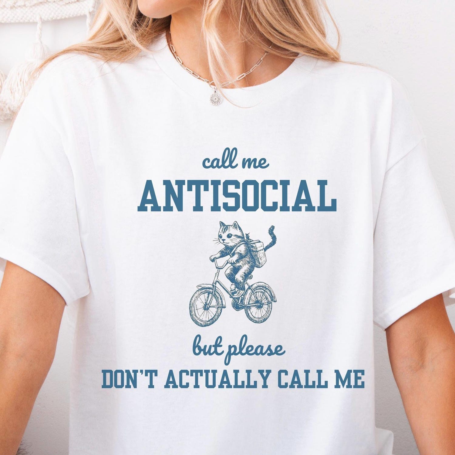 Call Me Anti-Social Tshirt, But Don't Actually Call Me T-Shirt, Funny Cat Shirt, Retro Meme Shirt, Sarcastic Cat Lover Gift, Introvert Shirt