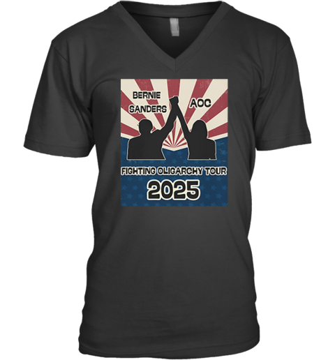 Bernie Sanders Aoc Fighting Oligarchy Tour V Neck T Shirt