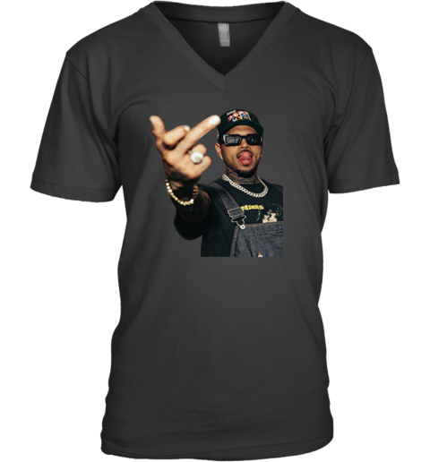Chris Brown Middle Finger V Neck T Shirt