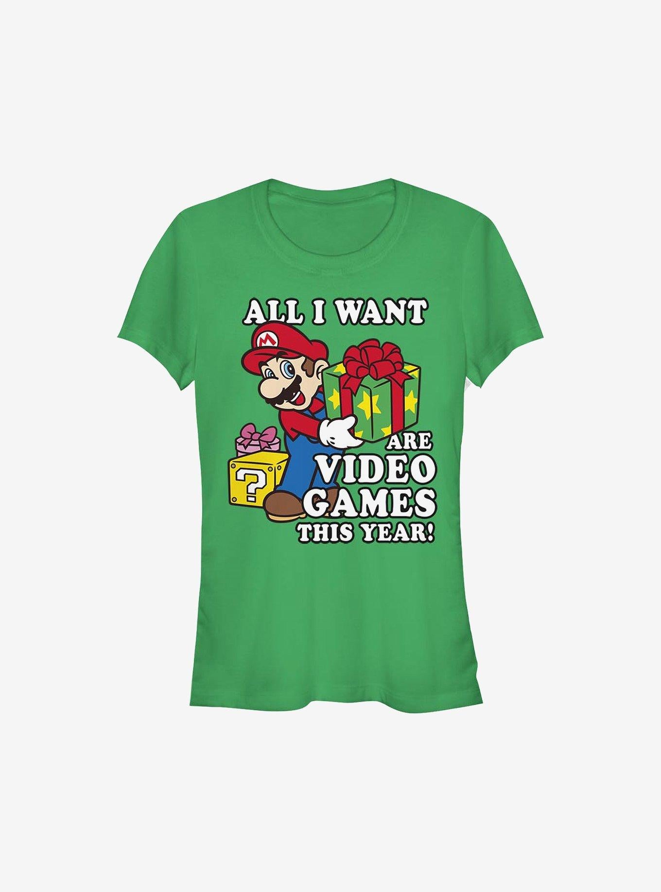 Super Mario All I Want Are Video Games Holiday Girls T-Shirt