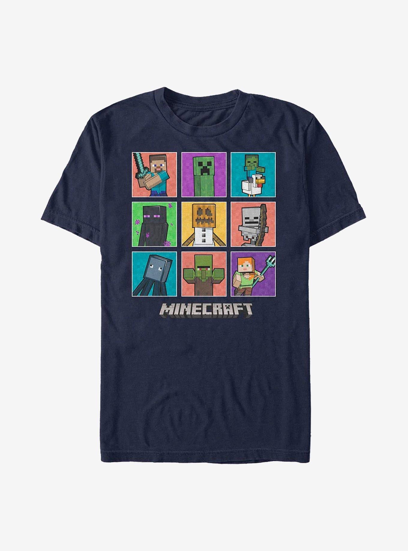 Minecraft 9 Character Boxup With Chicken Jockey T-Shirt
