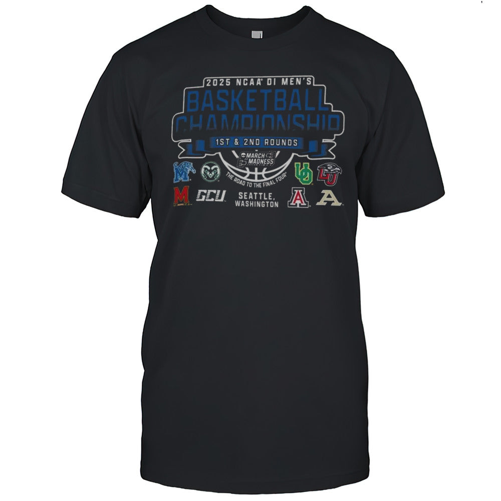 2025 NCAA DI Mens Basketball Championship 1st  2nd Rounds The Road The Final Four Seattle Washington Shirt