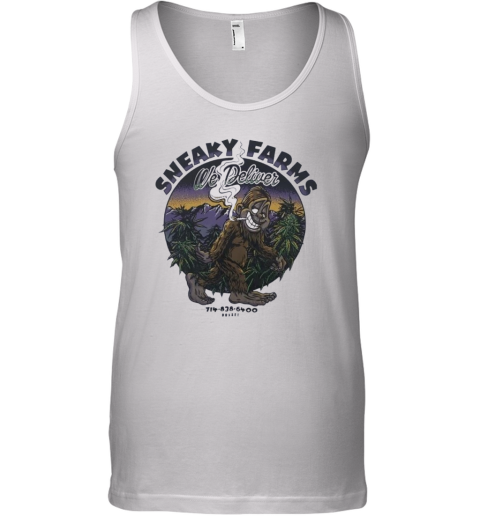 Bigfoot Smoking Sneaky Farms We Deliver Tank Top
