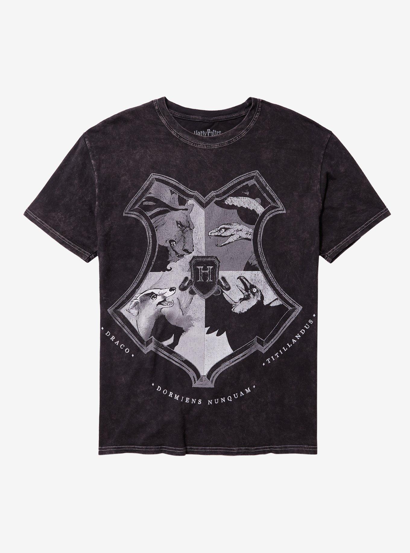 Harry Potter Hogwarts Crest Monotone Dark Wash T-Shirt