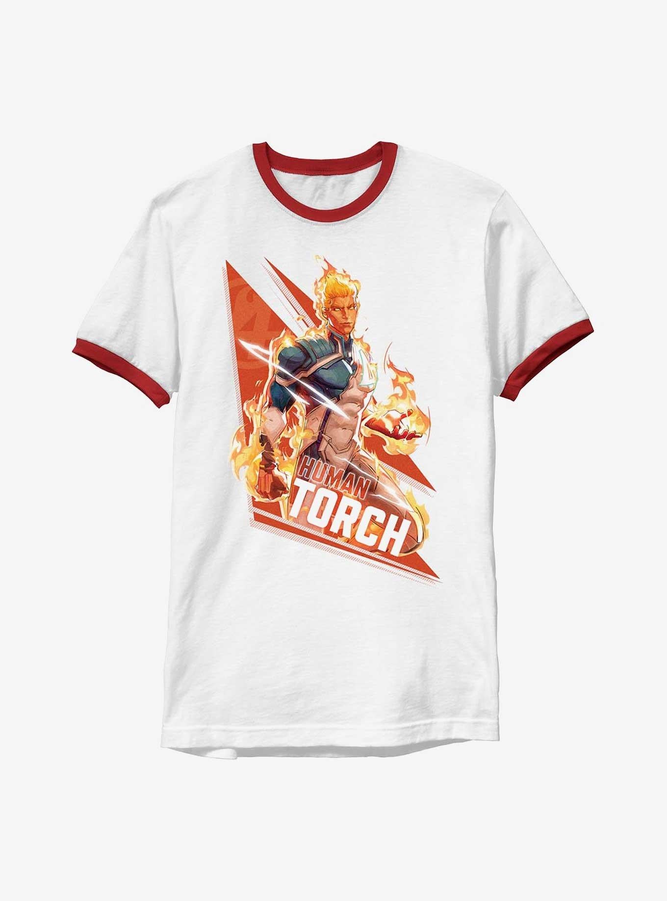 Marvel Rivals Human Torch Big Fire Ringer T-Shirt