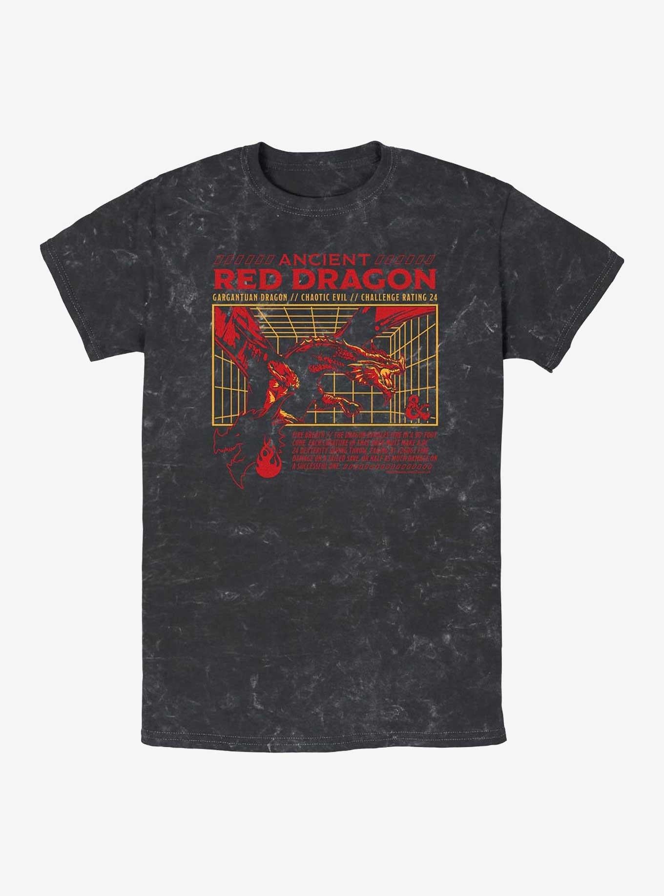 Dungeons & Dragons Red Dragon Stats Mineral Wash T-Shirt
