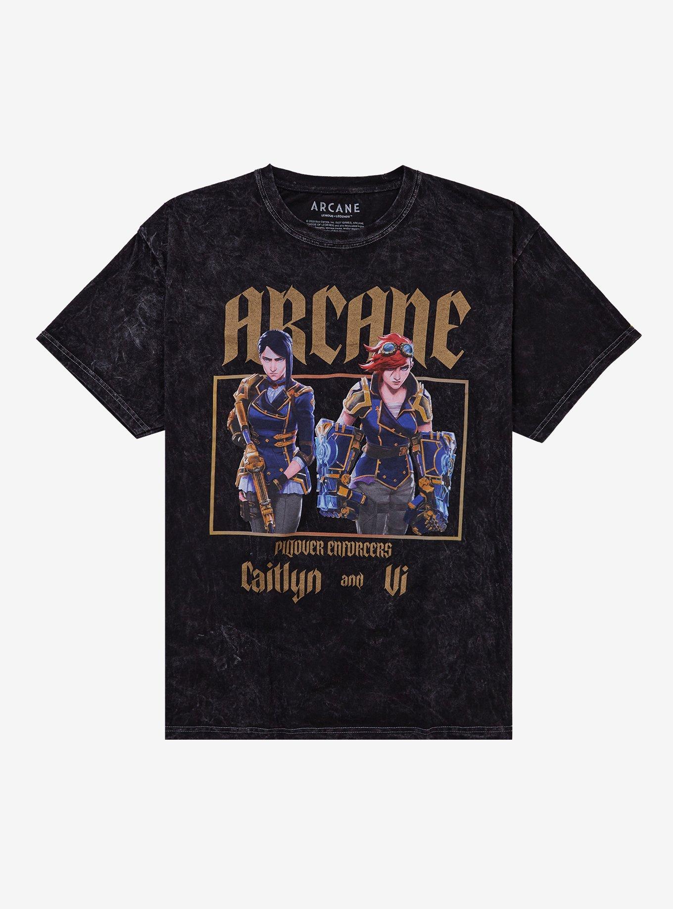 Arcane Caitlyn Vi Piltover Enforcers Dark Wash TShirt Graphic Tee | Graphic Tee | Unisex Shirt | Best-Selling Design