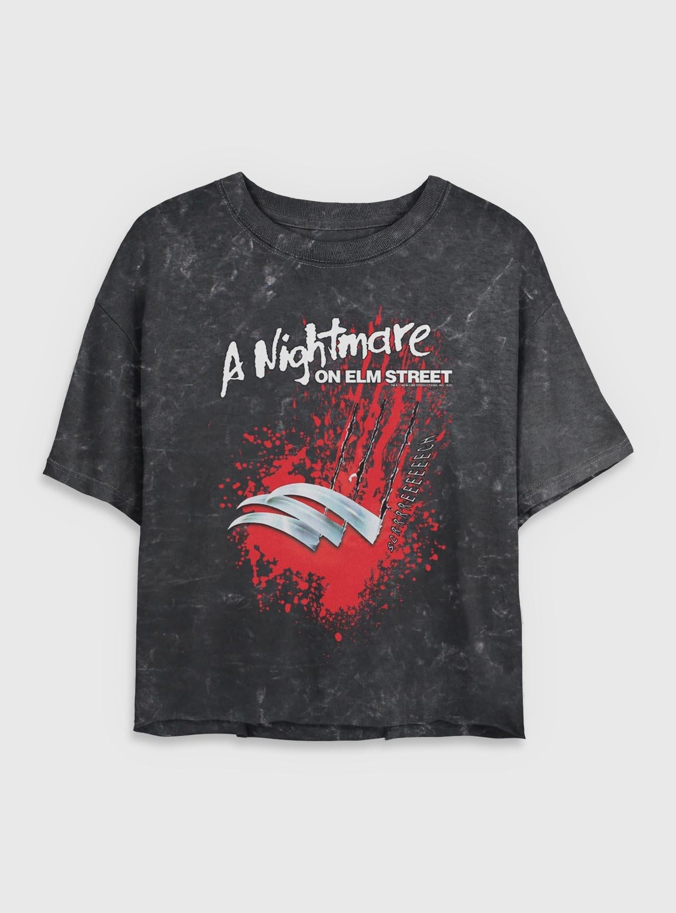 A Nightmare on Elm Street Claw Screech Girls Mineral Wash Crop T-Shirt