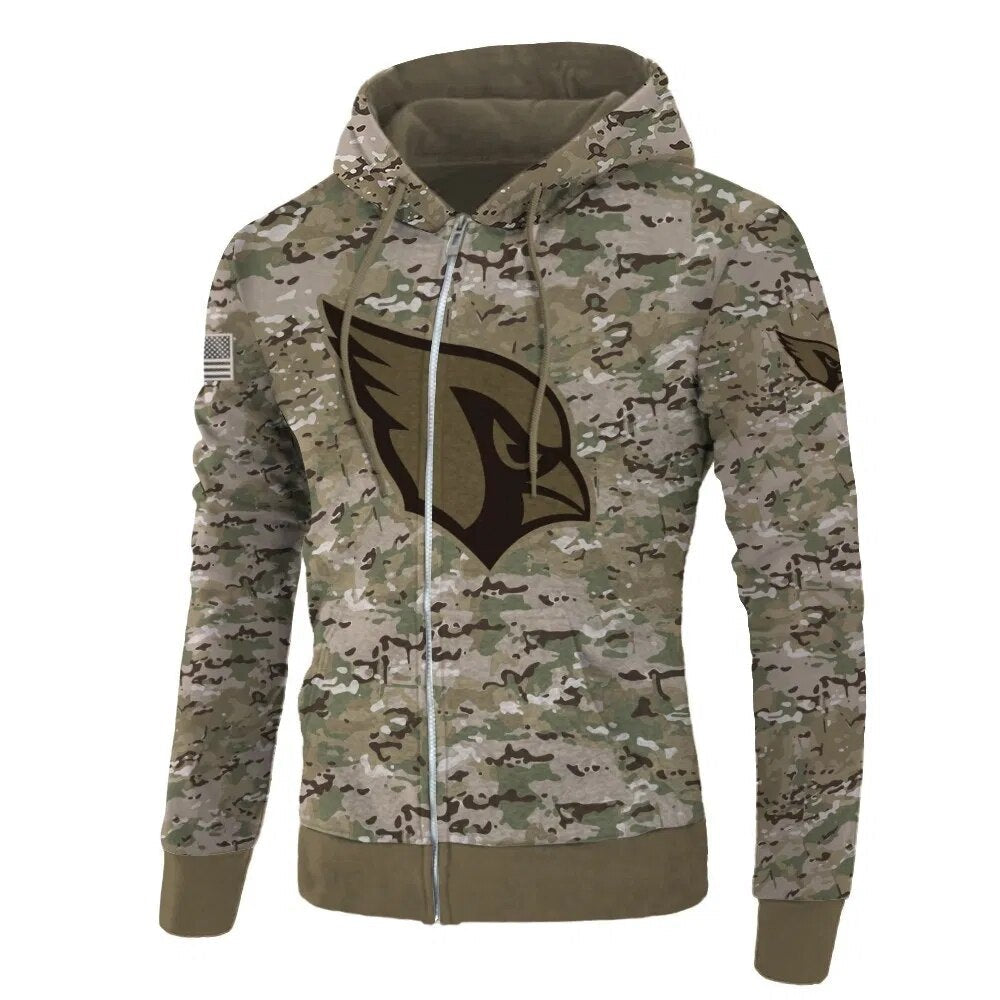3D Nfl Printed Arizona Cardinals Hoodie Camo Printed Pullover Zip Up Hoodies