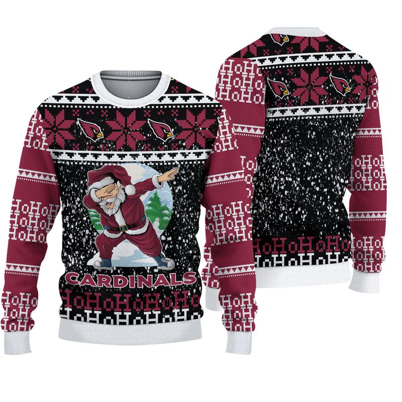 3D Nfl Printed Arizona Cardinals Sweatshirt Santa Claus Ho Ho Ho