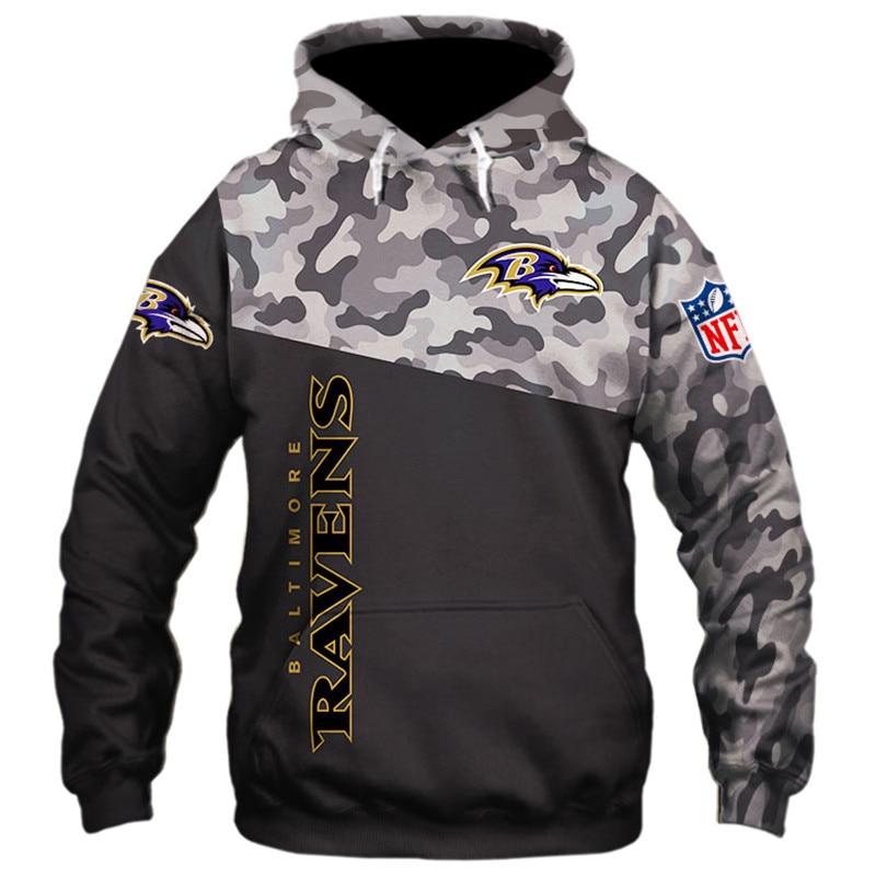3D Nfl Printed Baltimore Ravens Military Hoodies Sweatshirt Long Sleeve