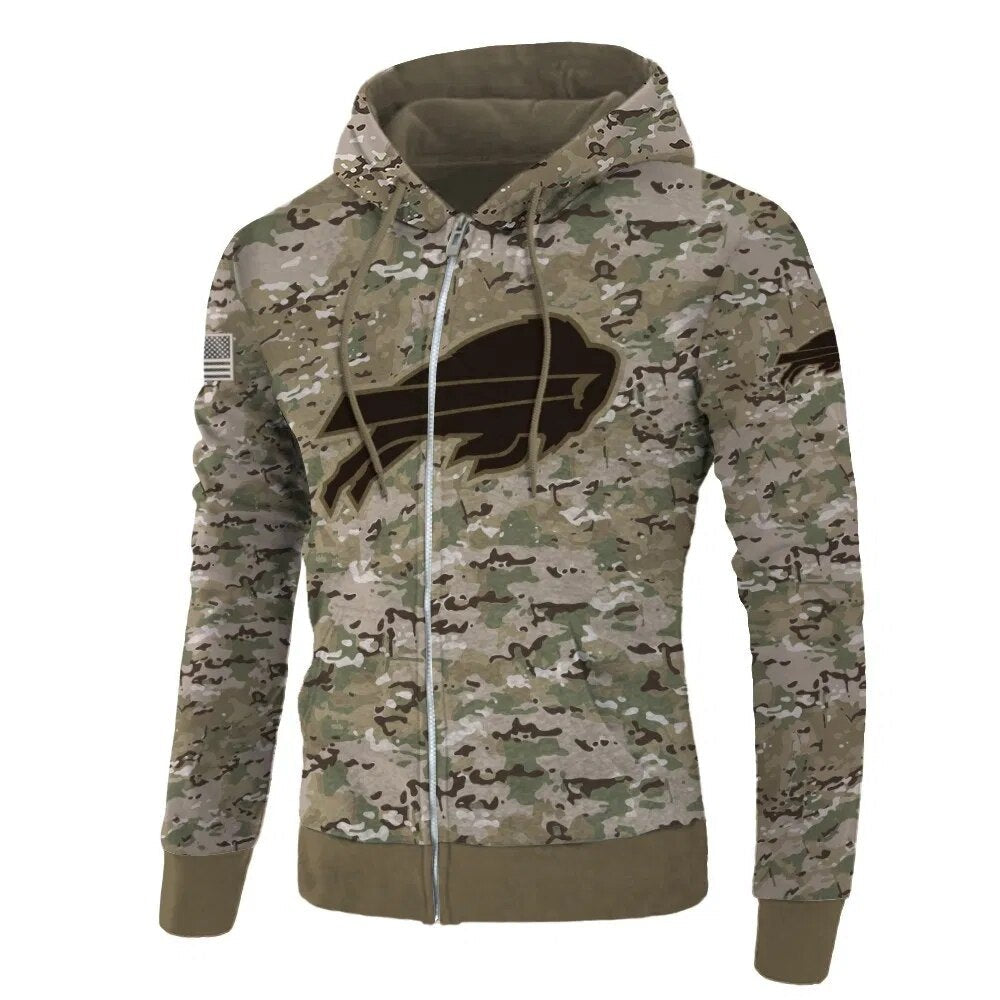 3D Nfl Printed Buffalo Bills Camo Hoodie Printed