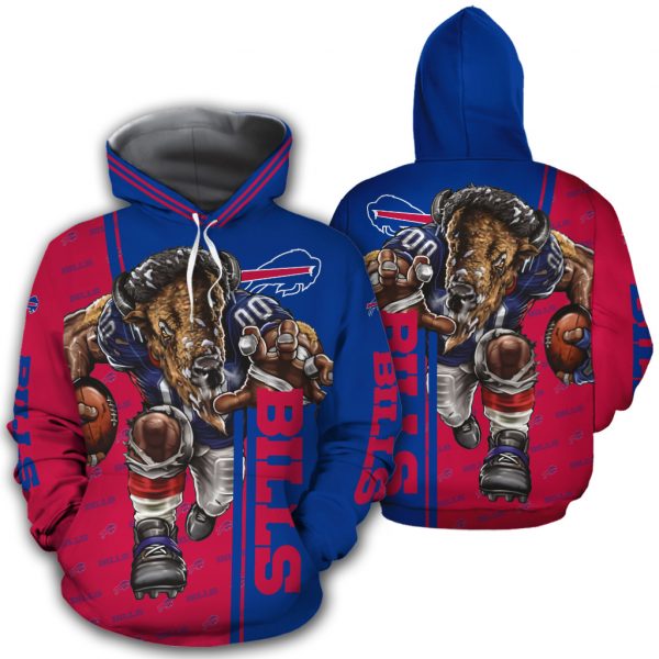 3D Nfl Printed Buffalo Bills Mens Hoodies Mascot Ultra Cool