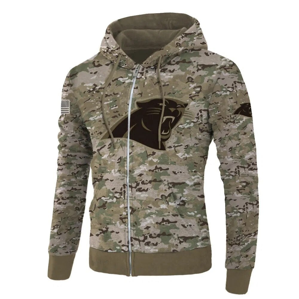 3D Nfl Printed Carolina Panthers Camo Hoodie Printed