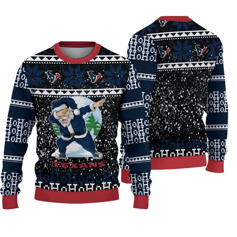 3D Nfl Printed Houston Texans Sweatshirt Santa Claus Ho Ho Ho