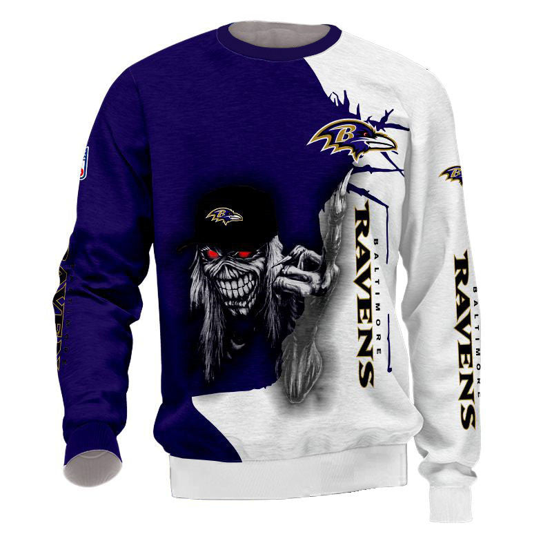3D Nfl Printed Iron Maiden Baltimore Ravens Sweatshirt