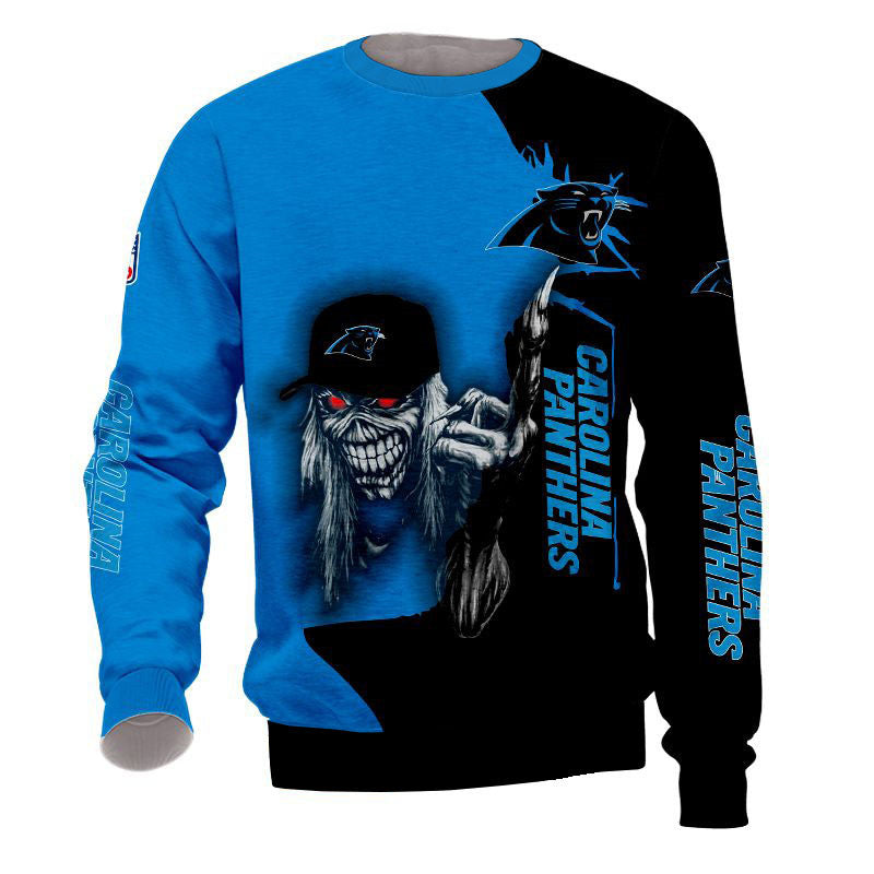 3D Nfl Printed Iron Maiden Carolina Panthers Sweatshirt