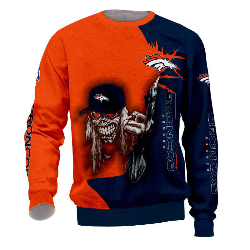 3D Nfl Printed Iron Maiden Denver Broncos Sweatshirt