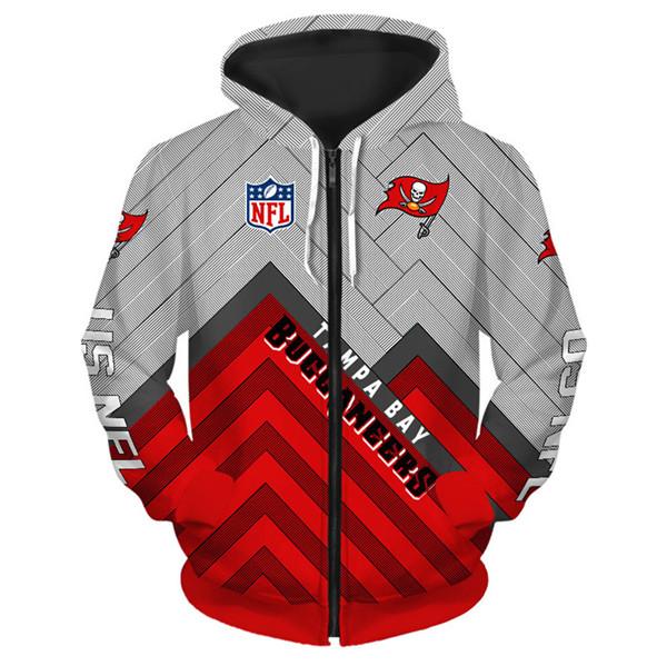 3D Nfl Printed Mens Tampa Bay Buccaneers Zip Up Hoodies Sweatshirt Pullover