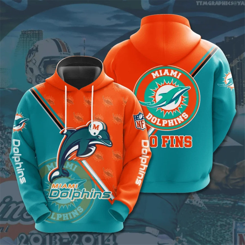 3D Nfl Printed Miami Dolphins Hoodie Seal Motifs