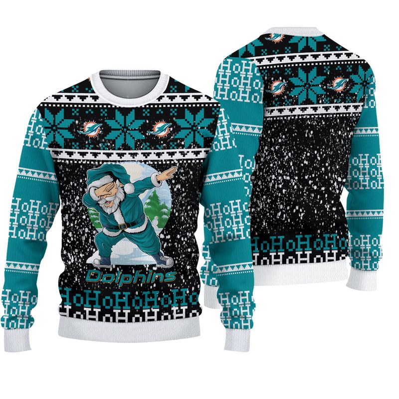 3D Nfl Printed Miami Dolphins Sweatshirt Santa Claus Ho Ho Ho