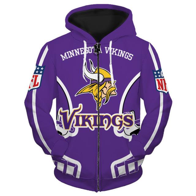 3D Nfl Printed Minnesota Vikings Hoodies Cheap Sweathsirt Long Sleeve