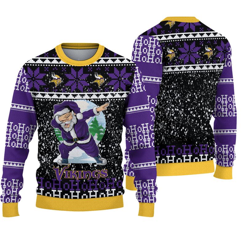 3D Nfl Printed Minnesota Vikings Sweatshirt Santa Claus Ho Ho Ho