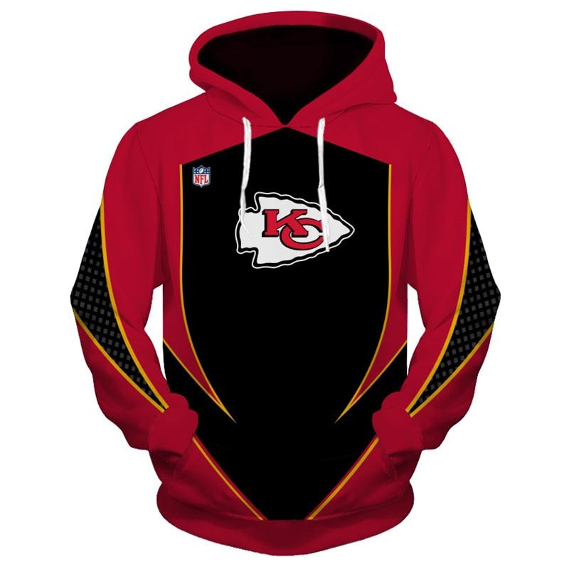 3D Nfl Printed New Design Nfl Football Kansas City Chiefs Hoodie Sweatshirt Custom Pullover