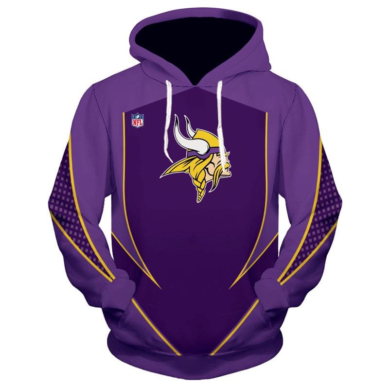 3D Nfl Printed New Design Nfl Football Minnesota Vikings Hoodie Sweatshirt Custom Pullover