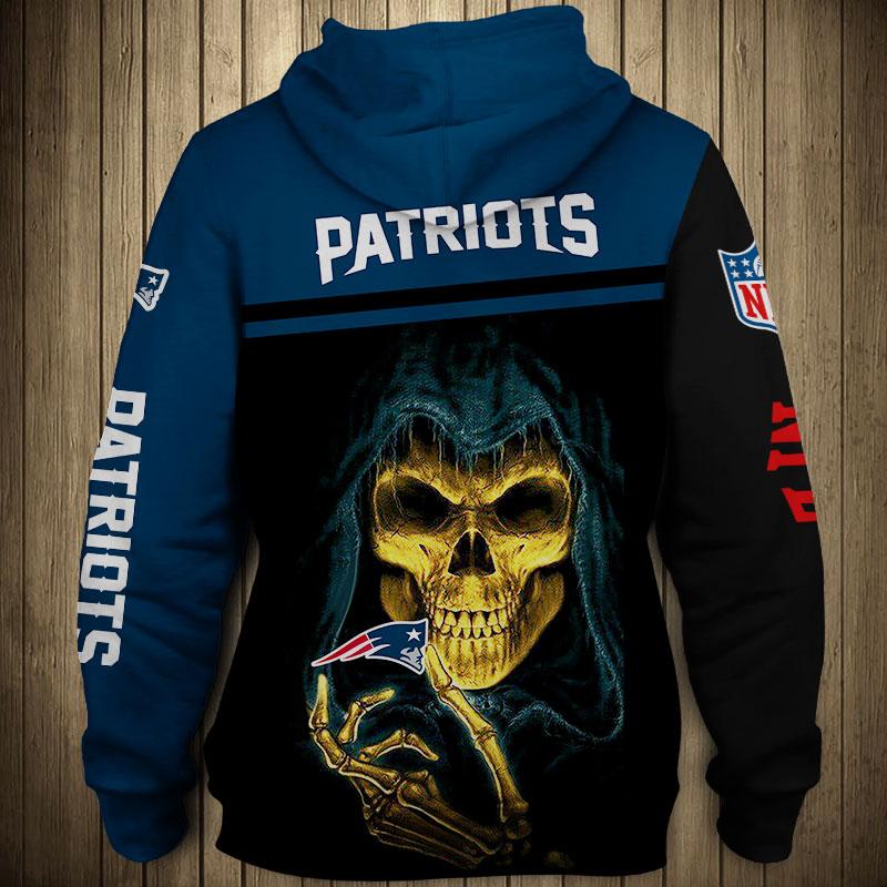 3D Nfl Printed New England Patriots Hoodies Mens Sweathsirt Skull Pullover