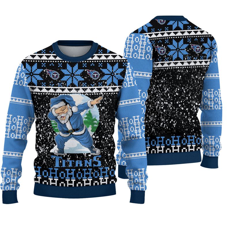 3D Nfl Printed Tennessee Titans Sweatshirt Santa Claus Ho Ho Ho
