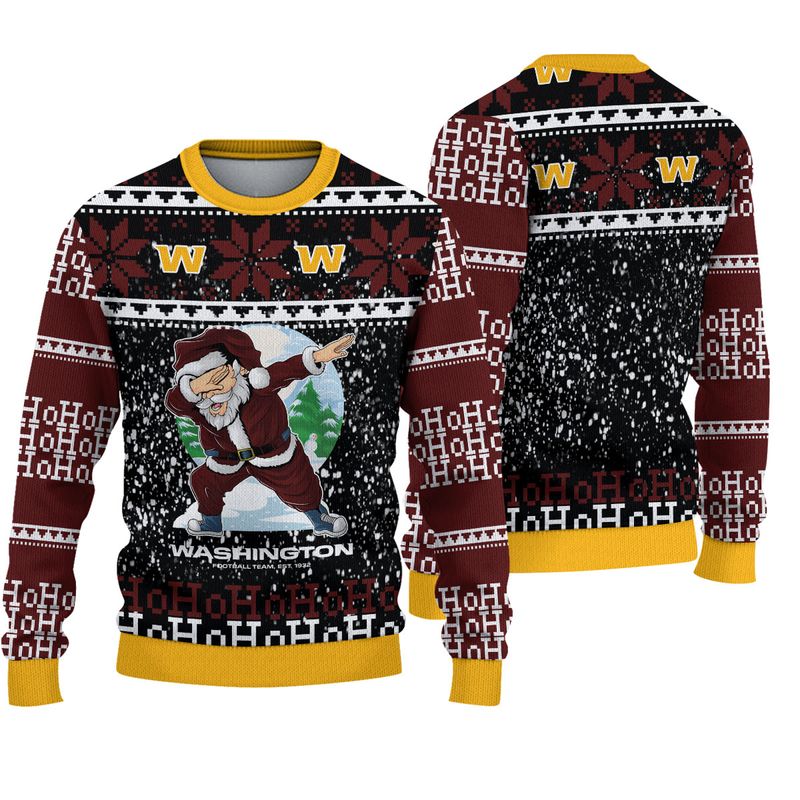 3D Nfl Printed Washington Football Team Sweatshirt Santa Claus Ho Ho Ho