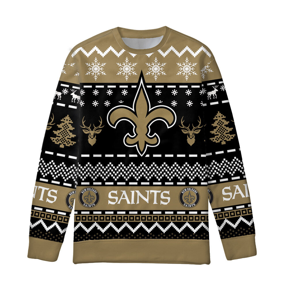 3D Print New Orleans Saints Sweater Nfl Football Fans Ugly Christmas Sweatshirt Unisex Casual Hoodies