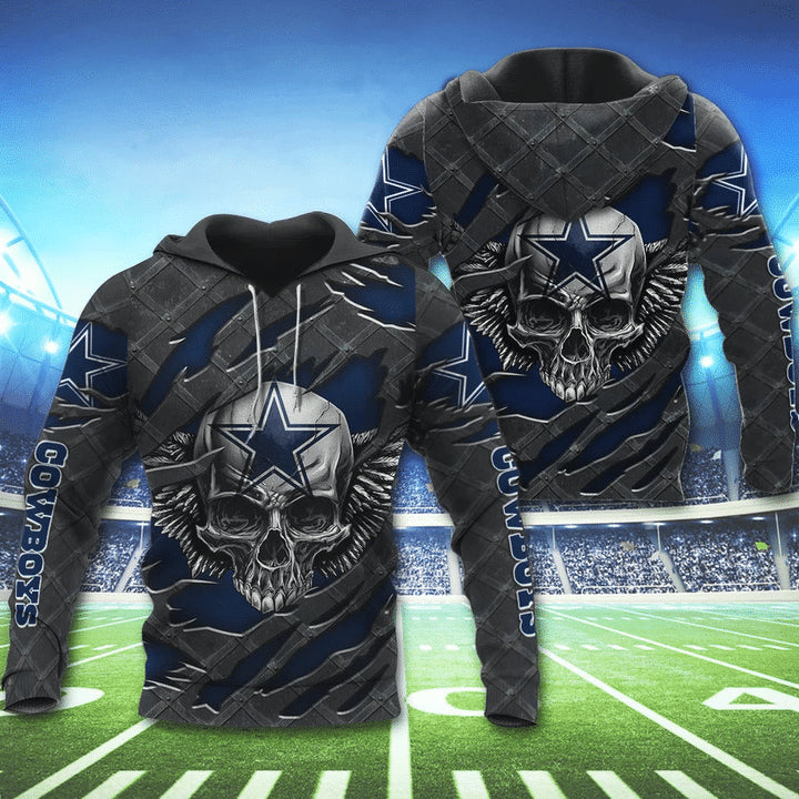3D Skull Dallas Cowboys Hoodies Nfl Printed