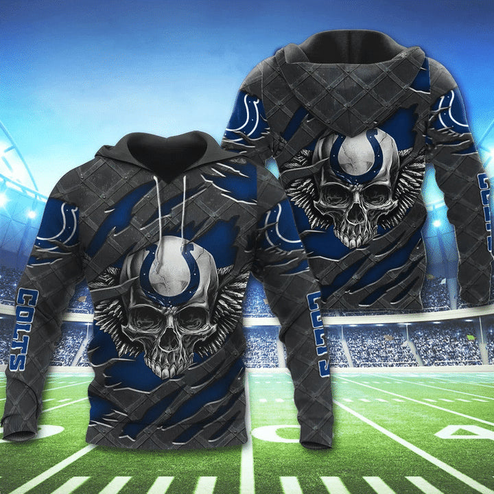 3D Skull Indianapolis Colts Hoodies Nfl Printed