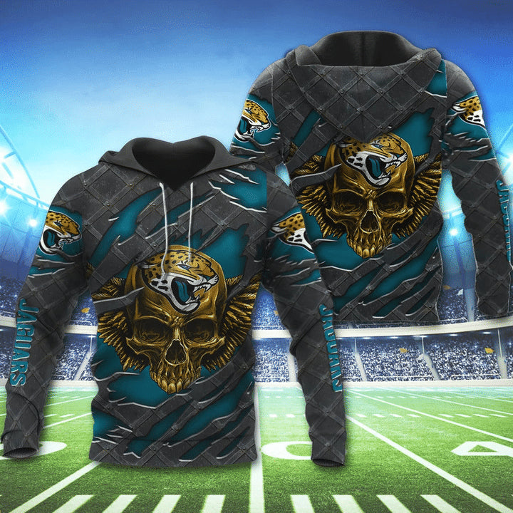 3D Skull Jacksonville Jaguars Hoodies Nfl Printed
