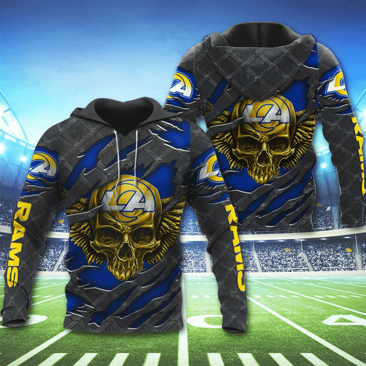 3D Skull Los Angeles Rams Hoodies Nfl Printed