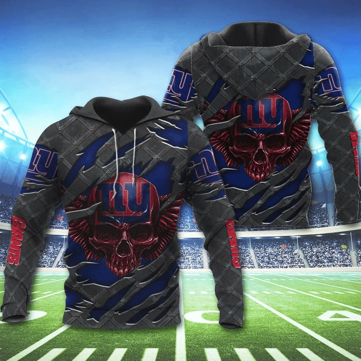 3D Skull New York Giants Hoodies Nfl Printed
