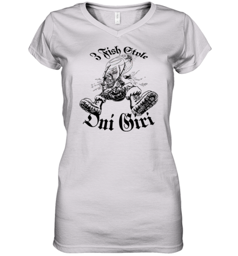 3 Fish Style Oni Giri Women039S V Neck T Shirt