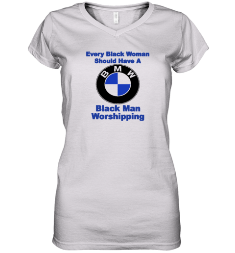 Black Man Worshipping Women039S V Neck T Shirt