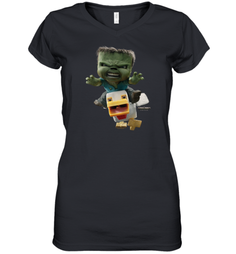 A Minecraft Movie Chicken Jockey Baby Zombie Attack Women039S V Neck T Shirt