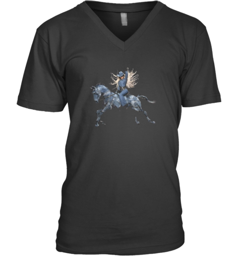 Beyonce Cowboy Denim Carter Tour 2025 V Neck T Shirt
