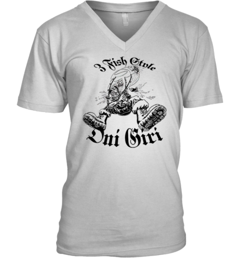 3 Fish Style Oni Giri V Neck T Shirt