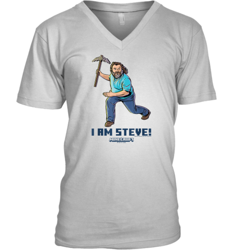 A Minecraft Movie I Am Steve Wielding Stone Pickaxe V Neck T Shirt
